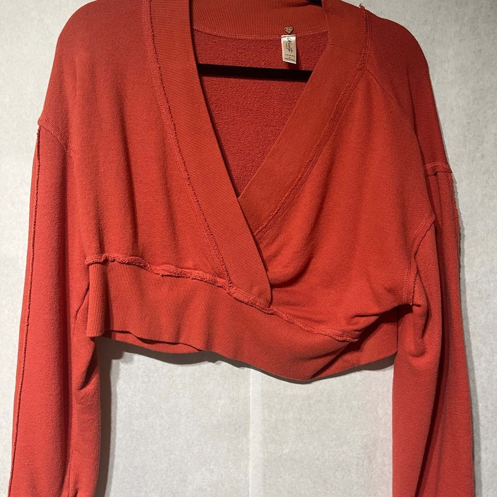 Altar'd State Red Wrap Cropped Sweatshirt
